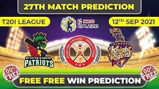 CPL 2021 | Trinbago vs St Kitts I 27th Match Prediction | 100% Free Report