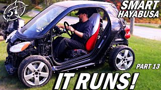 Smart Hayabusa: part 13-- ENGINE STARTING UP -- FIRST DRIVE -- FIRST BACKING UP--- 👍👍👍