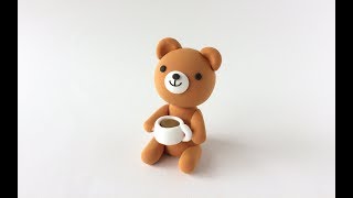 コーヒーを持ったくまの作り方・その2（粘土細工）