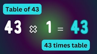 Table of 43 - 43 times table - multiplication of 43 - 43 number