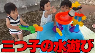 【三つ子夏の思い出】はじめての水遊びがかわいすぎた…