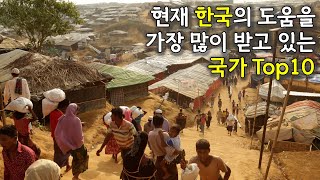 현재 한국으로부터 원조를 가장 많이 받고 있는 국가 Top10