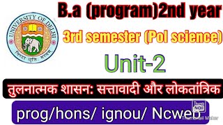 unit -2 तुलनात्मक शासन: सत्तावादी और लोकतांत्रिक ll Pol science ll 3rd Semester ll Dusol