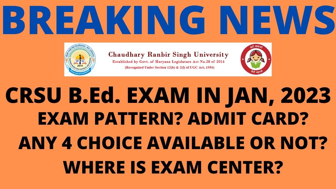 Crsu B.ed 1st And 2nd Re-appear Exam Date Sheet Jan 2023 Exams - YouTube