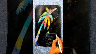 Magical painting using oil pastels and poster colour #shorts