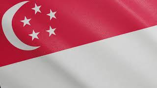 Flag of Singapore Waving in the Wind. Singapore Flag Looping Background Animation.