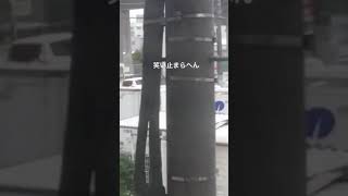 【台風21号】　風に押し出されて滑らかに移動するローソン移動式看板　台風21号被害状況大阪　LAWSON　2018年9月4日