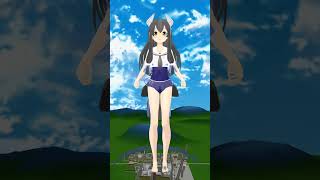 【巨大娘 giantess】巨大化した伊47の踏み潰し ※リメイク【MMD】　#巨大娘 #giantess #艦隊これくしょん #艦これ #伊47 #shorts