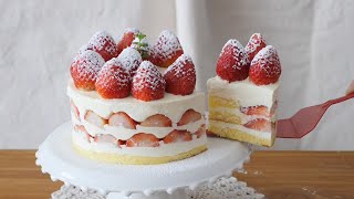 초간단 난이도! 노오븐 딸기생크림케이크🍓 NO BAKE! Strawberry Cake🍓 (ASMR Cooking)