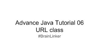 Advance Java Tutorial 06 URL class
