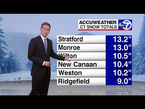 How many inches of snow have fallen in New York?