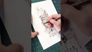 Timelapse sketch of a UK Shop using dark sepia fineliner by IG artist : @MontrealSketcher #shorts