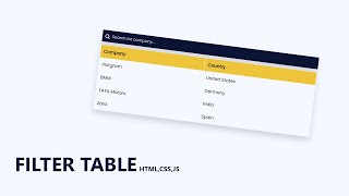 Filter Table Using Html Css Js | Search Table