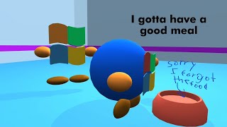 Garfielf but windows xp and windows vista in 3d animation