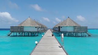 Angaga Island Maldives Resort review. Superior water bungalow villa room tour @WetravelMaldives