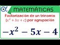 Factorización de un trinomio x^2+bx+c por agrupación ejemplo 3 de 3 | Álgebra-Vitual