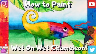 How to Paint A Colorful Wet on Wet Chameleon #LeoLionni  #Acolorofhisown