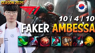 T1 Faker AMBESSA vs YASUO Mid - Patch 25.S1.1 KR Ranked | lolrec