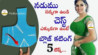 చెస్ట్ ఎక్కువ ఉన్న వారికి బ్లౌజ్ కటింగ్ టిప్స్/simple blouse cutting/ heavy size blouse cutting