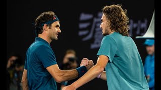 Australian Open 2019 4th Round - Roger Federer vs Stefanos Tsitsipas Highlights - Court Level View