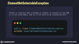 org openqa selenium ElementNotSelectableException with examples