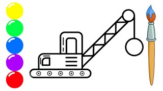 How to draw a Wrecking ball crane easy step by step!