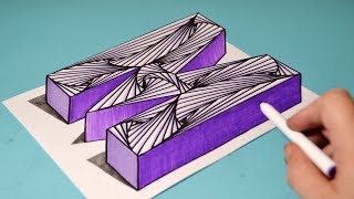 How to Draw 3D Letter M / Cool Spiral Drawing Pattern - Amazing Trick Art by Jon Harris
