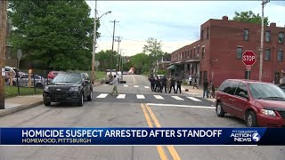 Hours-long standoff ends with arrest of homicide suspect in Pittsburgh