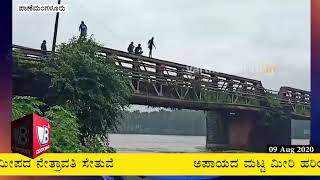 ತುಂಬಿ ಹರಿಯುವ ನದಿ ನೀರಿನಲ್ಲಿ ಯುವಕರ ದುಸ್ಸಾಹಸ