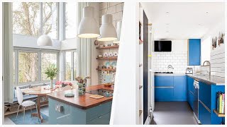 75 Scandinavian Kitchen With Blue Cabinets Design Ideas You'll Love ⭐️