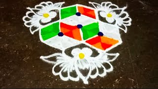 Republic day special easy and beautiful rangoli design #republicday #indianart #muggulu #rangoli