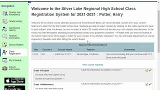 Choosing classes in PowerSchool