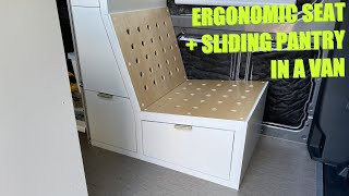 How I Built An Ergonomic 80/20 Chair + Pantry Cabinet IN MY VAN!!