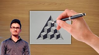 How to draw triangle illusion drawing ||