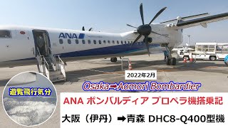 【2022年2月】ANA プロペラ機、ボンバルディアDHC8-Q400搭乗記④　大阪（伊丹）➡青森　Osaka（Itami）➡Aomori  Bombardier DHC8-Q400