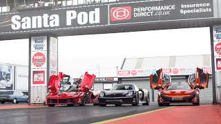 P1 v LaFerrari v 918 Spyder // 1/4 Mile At Santa Pod | SCD Holy Trinity Shootout