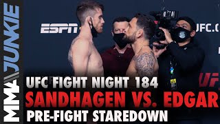 Cory Sandhagen towers over Frankie Edgar in faceoff | UFC Fight Night 184 staredown