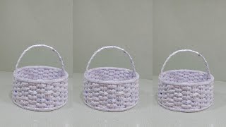 Best out of waste||Recycled newspaper storage weaving basket||