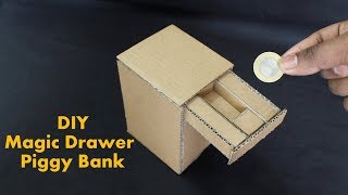 How to Make a Magic Drawer Piggy Bank With Cardboard - DIY Kids Piggy Bank