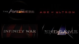 Avengers quadrilogy title cards (The Avengers, Age of Ultron, Infinity War, Endgame). Enhanced HD