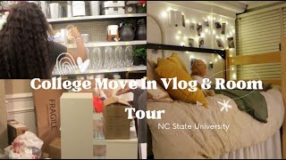 College Move-In Vlog and Finished Room Tour (Raw & Uncut Vlog)| NC State University