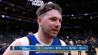 Luka Doncic Reacts to His 73-Point Performance vs. Hawks: 'Glad we got the win'