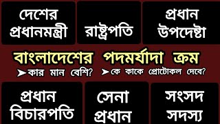 বাংলাদেশের পদমর্যাদা ক্রম ২০২৪।ওয়ারেন্ট অব প্রিসিডেন্স।Warrant of precedence2024।