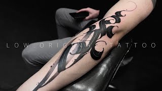 [LOW.ORIGINAL] Abstract calligraphy tattoo work time lapse, Brush stroke tattoo, NYC TATTOO