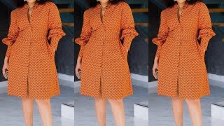 How to Cut and Sew a Shirt Dress with halter neck and puff sleeve (DETAILED)