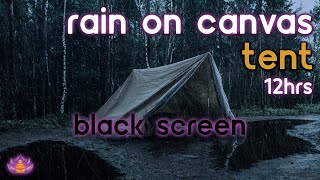 [Black Screen] Rain on Canvas Tent No Thunder | Rain Ambience | Rain Sounds for Sleeping