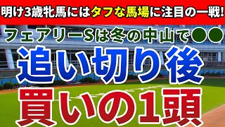 フェアリーステークス2023 追い切り後【買いの1頭】公開！この時期の中山に特有の脚質傾向とは？軸に最適の一頭は近走内容からアノ馬一択！