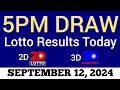 Lotto Result Today 5pm Draw September 12 2024 Swertres Ez2 PCSO Live Result