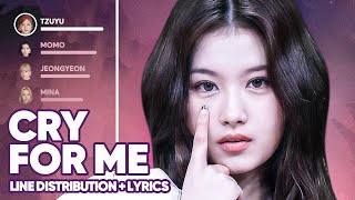 TWICE - Cry For Me (Line Distribution + Lyrics Color Coded) PATREON REQUESTED
