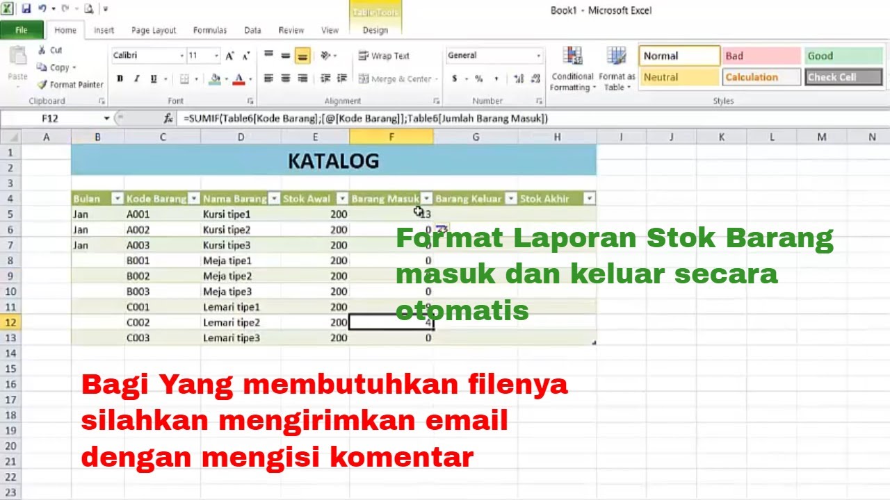 Cara Membuat Format Laporan Stok Barang Masuk Keluar Dengan Excel ...